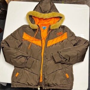Brown and Orange Vintage ADIDAS Puffer